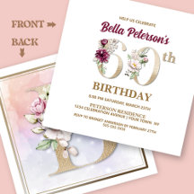 Roos Floral B 60th Birthday Party Invitation