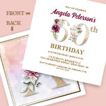 Roos Floral B 60th Birthday Party Kaart<br><div class="desc">Organiseer de perfecte viering op de 60ste verjaardag met dit elegante roos floral monogram B,  dat aan de achterkant staat voor de namen van verjaardagsmeisjes,  te beginnen met de letter B. Elegant floral numerals worden gebruikt in de uitnodiging om de feestelijke leeftijd te accentueren.</div>