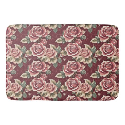  Roos Floral Bath Mat – Romantische Bourgogne (Voorkant)