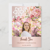 Roos floral Bevestiging foto bedankkaart Kaart (Voorkant)