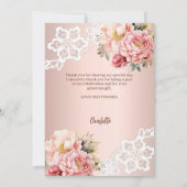 Roos floral Bevestiging foto bedankkaart Kaart (Achterkant)