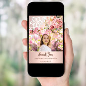 Roos floral Bevestiging foto bedankkaart Kaart