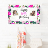 Roos Floral Birthday Elke Leeftijd Naam Aangepaste Spandoek (Insitu)