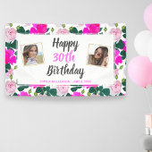 Roos Floral Birthday Elke Leeftijd Naam Aangepaste Spandoek