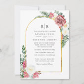 Roos Floral Blended Family Monogram Weddenschap Kaart (Voorkant)