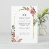 Roos Floral Blended Family Monogram Weddenschap Kaart (Staand voorkant)