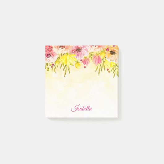 Roos Floral Bloom Lemon Waterverf Post-it® Notes (Voorkant)