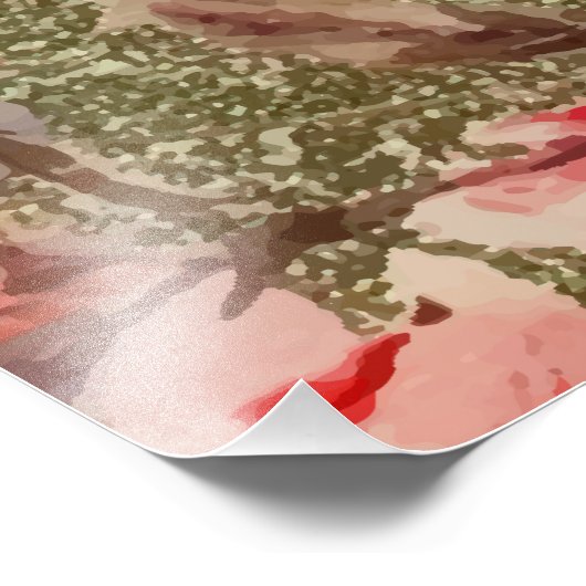 Roos Floral Bloom Raspberry Pink Waterverf Foto Afdruk (Hoek)