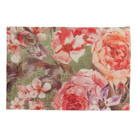 Roos Floral Bloom Raspberry Pink Waterverf Kussensloop (Achterkant)