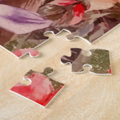 Roos Floral Bloom Raspberry Pink Waterverf Legpuzzel (Zijkant)