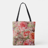 Roos Floral Bloom Raspberry Pink Waterverf Tote Bag (Achterkant)