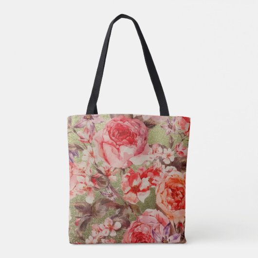 Roos Floral Bloom Raspberry Pink Waterverf Tote Bag (Achterkant)