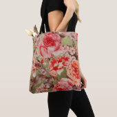 Roos Floral Bloom Raspberry Pink Waterverf Tote Bag (Dichtbij)