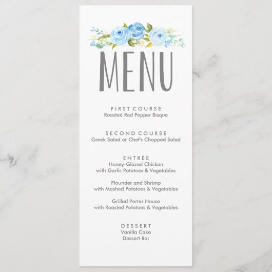 Roos Floral Blue Menu (Voorkant)