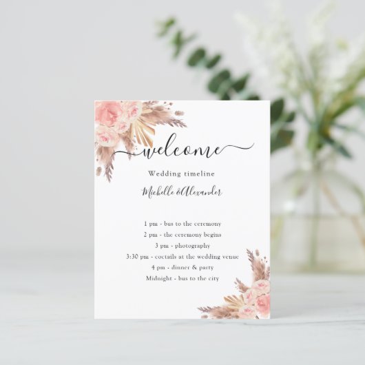 Roos floral blush pampas (Staand voorkant)