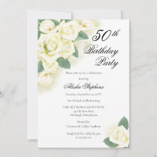 Roos Floral Bouquet 50th Birthday Party Invitation Kaart