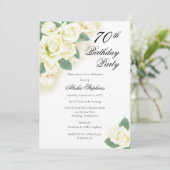 Roos Floral Bouquet 70th Birthday Party Invitation Kaart (Staand voorkant)