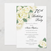 Roos Floral Bouquet 70th Birthday Party Invitation Kaart (Voorkant / Achterkant)
