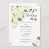 Roos Floral Bouquet 75th Birthday Party Invitation Kaart (Voorkant / Achterkant)