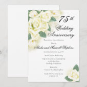 Roos Floral Bouquet 75th Wedding Jubileum Party Kaart (Voorkant / Achterkant)