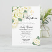 Roos Floral Bouquet Baptism Uitnodiging (Staand voorkant)