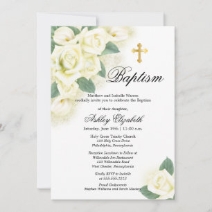 Roos Floral Bouquet Baptism Uitnodiging
