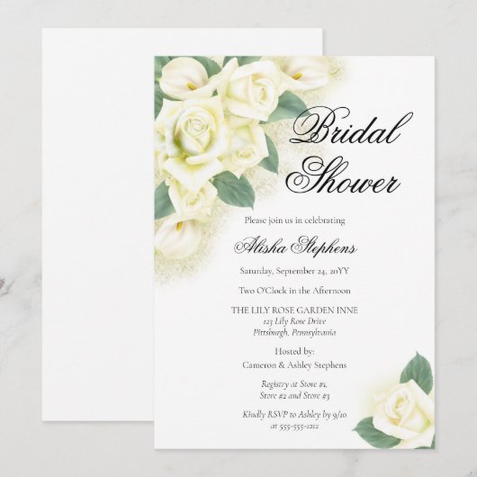 Roos Floral Bouquet Bridal Shower Kaart (Voorkant / Achterkant)