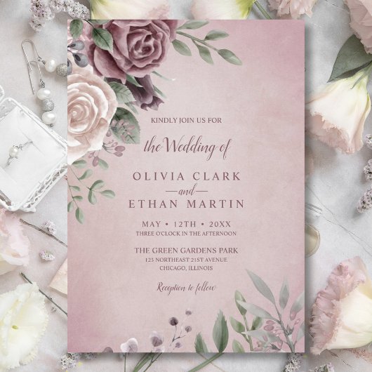 Roos Floral Bouquet Roze Kaart