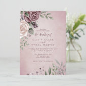 Roos Floral Bouquet Roze Kaart (Staand voorkant)