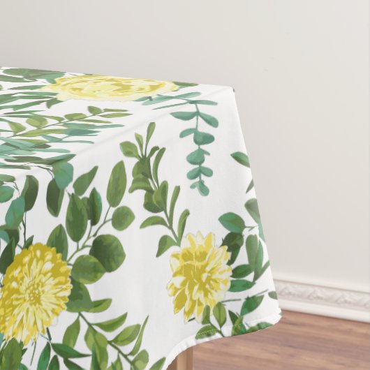 Roos Floral bruiloft van Light Yellow Pastel Peony Tafelkleed (Voorbeeld)