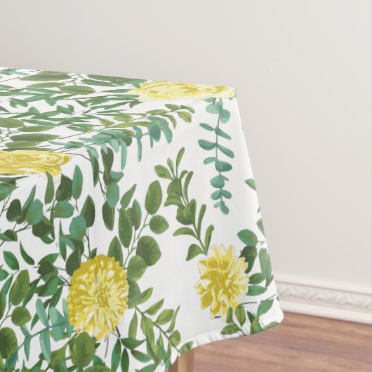 Roos Floral bruiloft van Light Yellow Pastel Peony Tafelkleed (Voorbeeld)