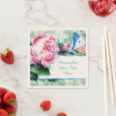 Roos Floral & Butterfly Waterverf Personaliseren Servet (Insitu)