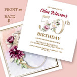 Roos Floral C 50th Birthday Party Kaart<br><div class="desc">Organiseer de perfecte viering van de 50ste verjaardag met dit elegante roos floral monogram C dat aan de achterkant staat voor de namen van verjaardagsmeisjes,  te beginnen met de letter C. Elegant floral numerals worden gebruikt in de uitnodiging om het feestelijke tijdperk te accentueren.</div>