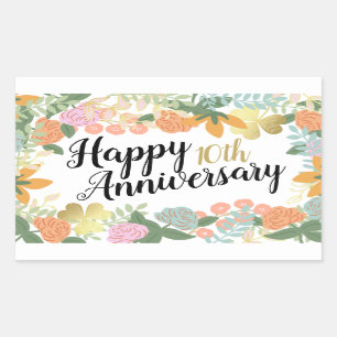 Roos Floral Cover Happy Elk Jubileum Rechthoekige Sticker