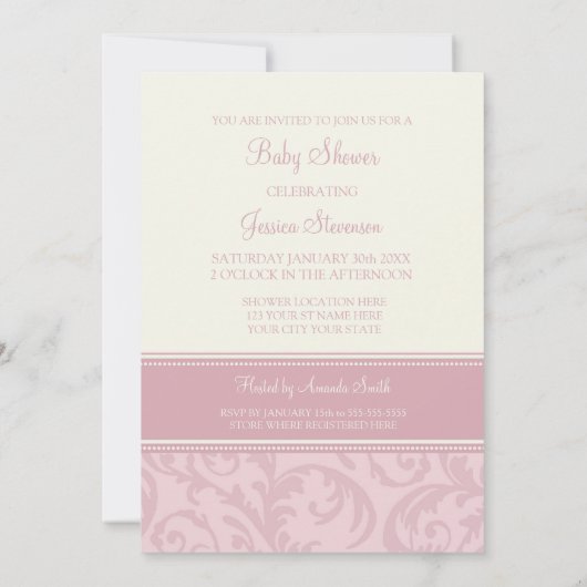 Roos Floral Custom Baby Shower Invitaties Kaart (Achterkant)