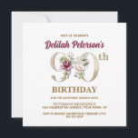 Roos Floral D 90th Birthday Party Invitation Kaart<br><div class="desc">Organiseer de perfecte viering op de 90ste verjaardag met dit elegante roos floral monogram D dat aan de achterkant staat voor de namen van verjaardagsmeisjes,  te beginnen met de letter D. Elegant floral numerals worden gebruikt in de uitnodiging om het feestelijke tijdperk te accentueren.</div>