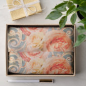 Roos Floral Damask Coral Peach Tissuepapier (Geschenk)