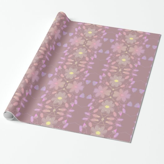 Roos Floral Designer Gift Wrap Cadeaupapier (Uitgerold)