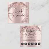 Roos Floral Drift 6 Punch Hair Lash Wax Makeup Vierkante Visitekaartje (Voorkant / Achterkant)