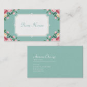  Roos Floral Dusty Blauwgroen Visitekaartje (Voorkant / Achterkant)