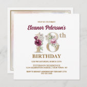 Roos Floral E 18th Birthday Party Kaart (Voorkant / Achterkant)