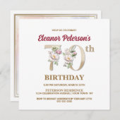 Roos Floral E 70th Birthday Party Kaart (Voorkant / Achterkant)