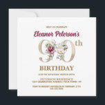 Roos Floral E 90th Birthday Party Kaart<br><div class="desc">Organiseer de perfecte viering op de 90ste verjaardag met dit elegante roos floral monogram E dat aan de achterkant staat voor de namen van verjaardagsmeisjes,  te beginnen met de letter E. Elegant floral numerals worden gebruikt in de uitnodiging om het feestelijke tijdperk te accentueren.</div>