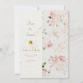 Roos Floral Elegant Papier Textured Wedding Kaart (Voorkant)