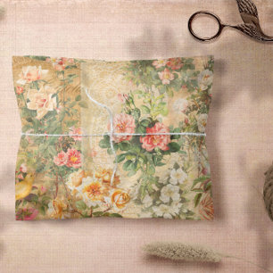 Roos Floral Ephemera Franse ontkoppeling Tiss Tissuepapier