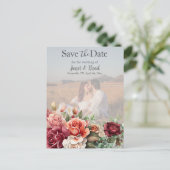 Roos Floral Eucalyptus Bewaar de datumfoto Briefkaart (Staand voorkant)