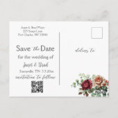 Roos Floral Eucalyptus Bewaar de datumfoto Briefkaart (Achterkant)