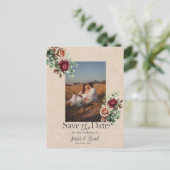 Roos Floral Eucalyptus Bewaar de datumfoto Briefkaart (Staand voorkant)