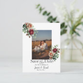 Roos Floral Eucalyptus Bewaar de datumfoto Briefkaart (Staand voorkant)