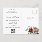 Roos Floral Eucalyptus Bewaar de datumfoto Briefkaart (Achterkant)